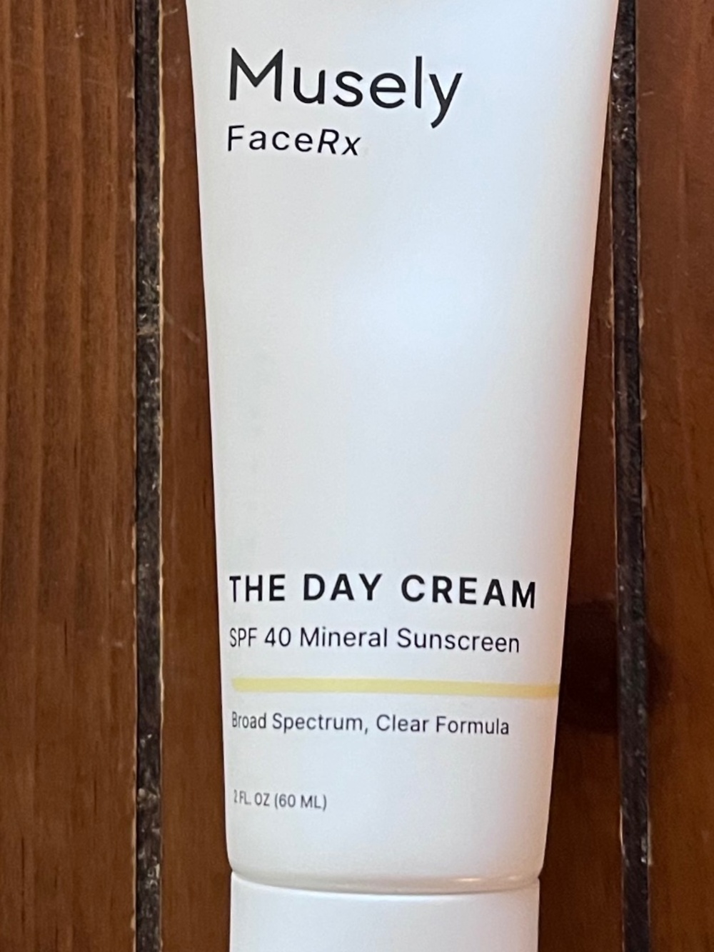 Musely The Day Cream SPF 40 mineral sunscreen Broad spectrum Clear formula